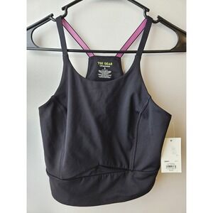 Tek Gear Ultrastretch Black Racerback Crop Tank Top Women's Size S Wicking‎